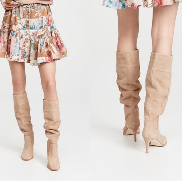 New Ulla Johnson Renata Knee High Tall Boots Tan Suede Size 41 US 10.5